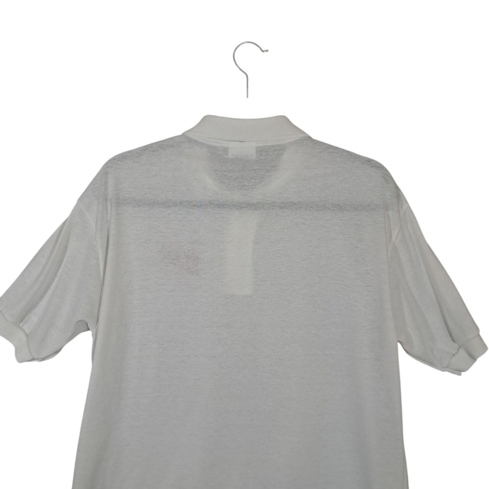 Vintage American Polo Shirt Large Short Sleeve Off White Baseball Single‎ Stitch - Picture 6 of 13